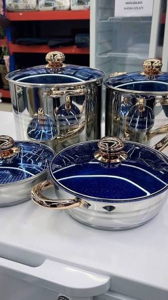 Set de Calderos de 8 Piezas en Acero Inoxidable, marca Princeware